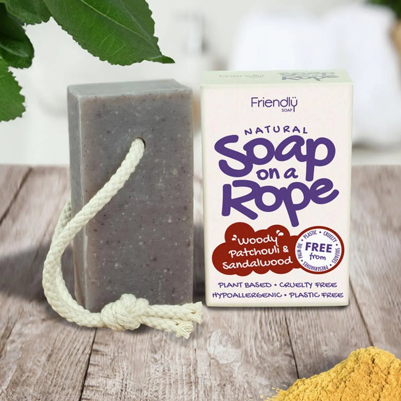 Woody Patchouli & Sandalwood Soap On A Rope 125g - Friendly Soap - Bar Soap - Friendly Soap
