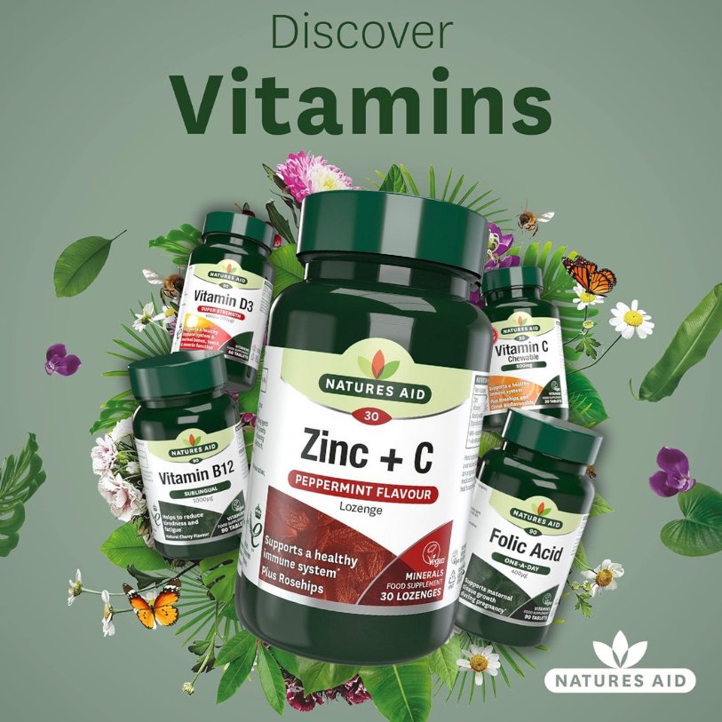 Zinc Lozenges Peppermint 30 Tablets - Natures Aid - Vitamins & Supplements - Eco Natural Products