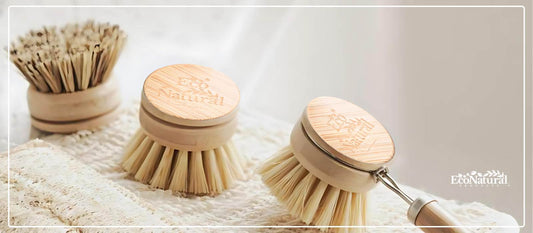 Eco bamboo dish brushes with natural plant-based bristles