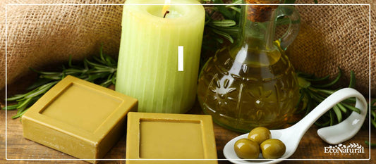 Natural olive oil soap bars with fresh olive branch