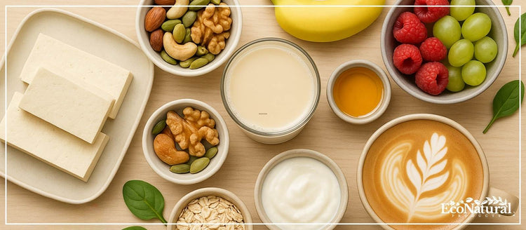 Plant-based vegan foods and fresh vegetables
