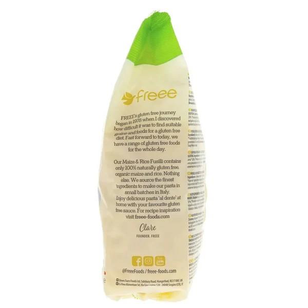 Organic Maize and Rice Fusilli Gluten Free Pasta 500g Taped Split To Top Of Packaging.