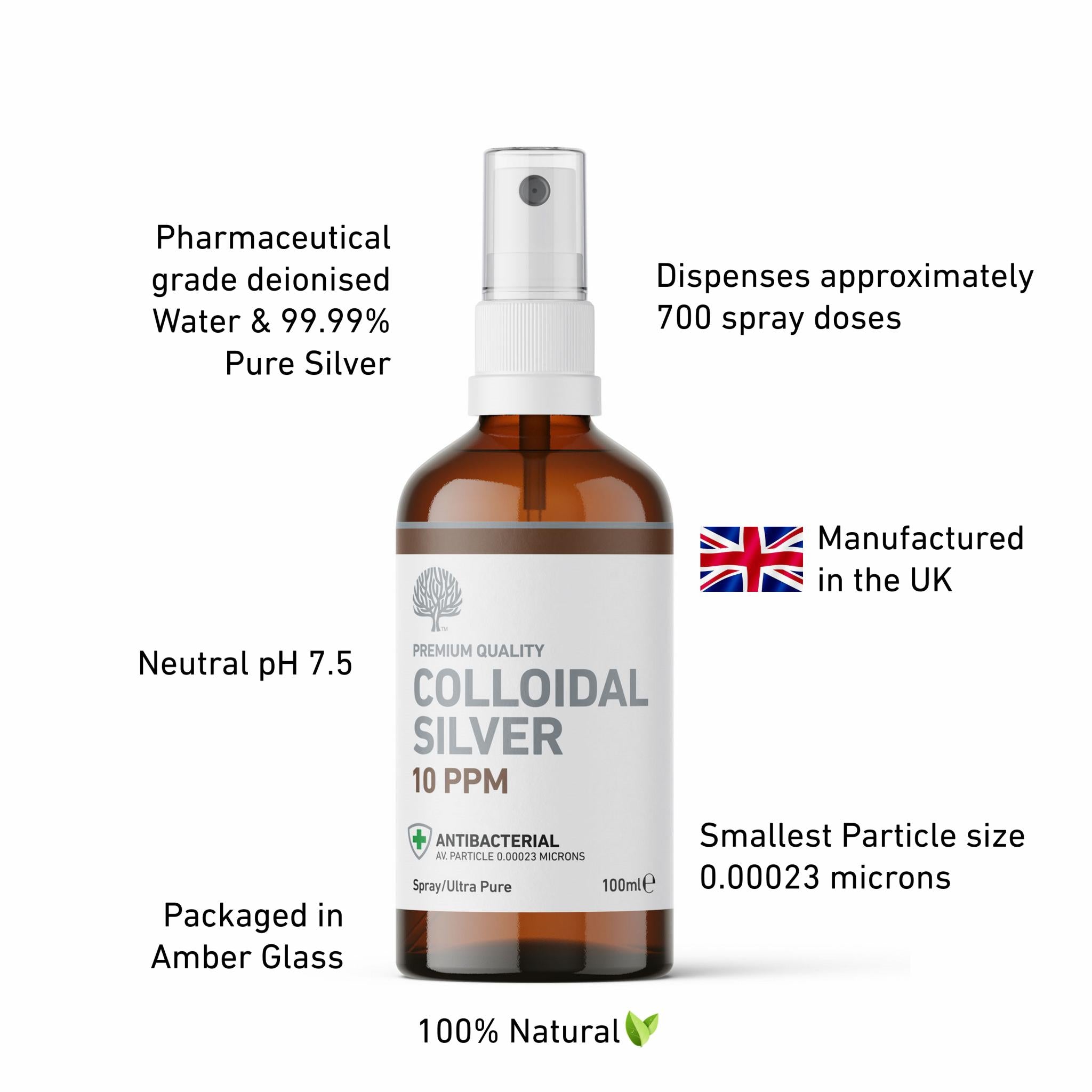 10 ppm Colloidal Silver Solution Spray 100ml - Eco Natural Products - Nature's Greatest Secret - Supplements