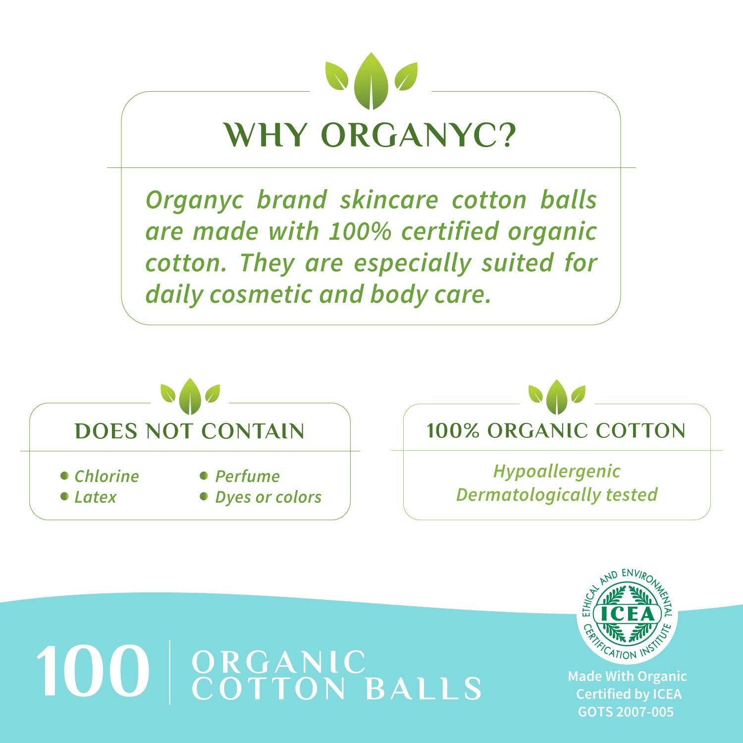 100% Biodegradable Cotton Balls 100pcs - Organyc - Cotton Balls - Eco Natural Products