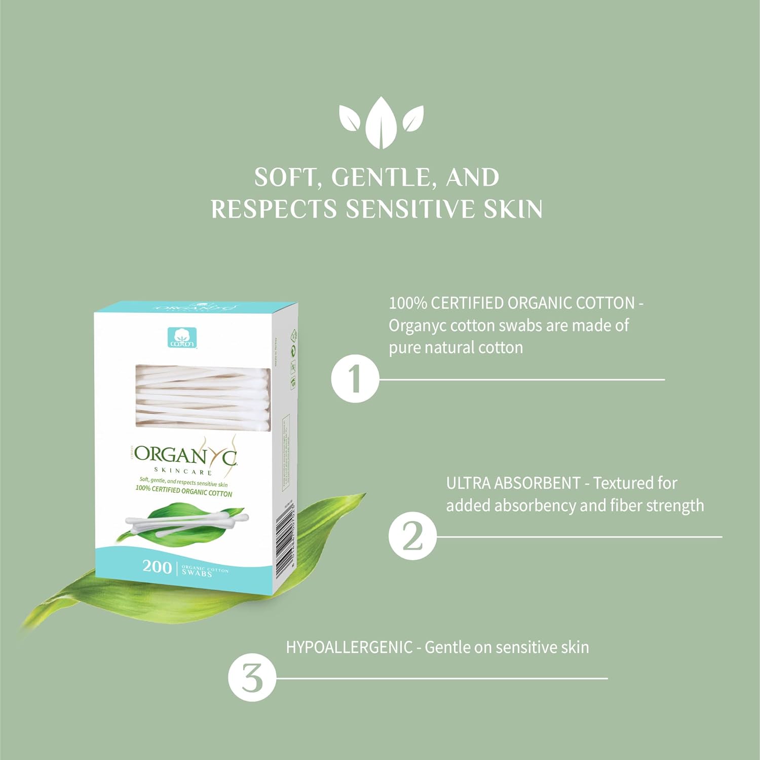 100% Biodegradable Cotton Buds 200pcs - Organyc - Cotton Buds - Eco Natural Products