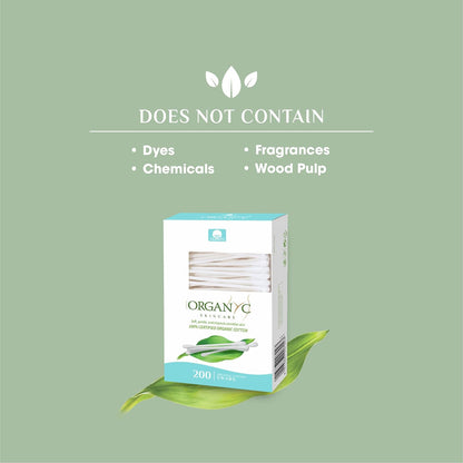 100% Biodegradable Cotton Buds 200pcs - Organyc - Cotton Buds - Eco Natural Products