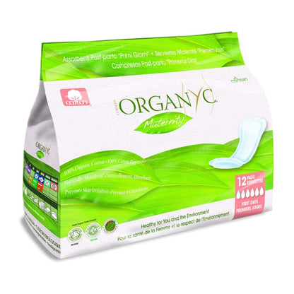 100% Cotton Maternity Pads 12 per pack - Organyc - Feminine Sanitary Supplies - Eco Natural Products
