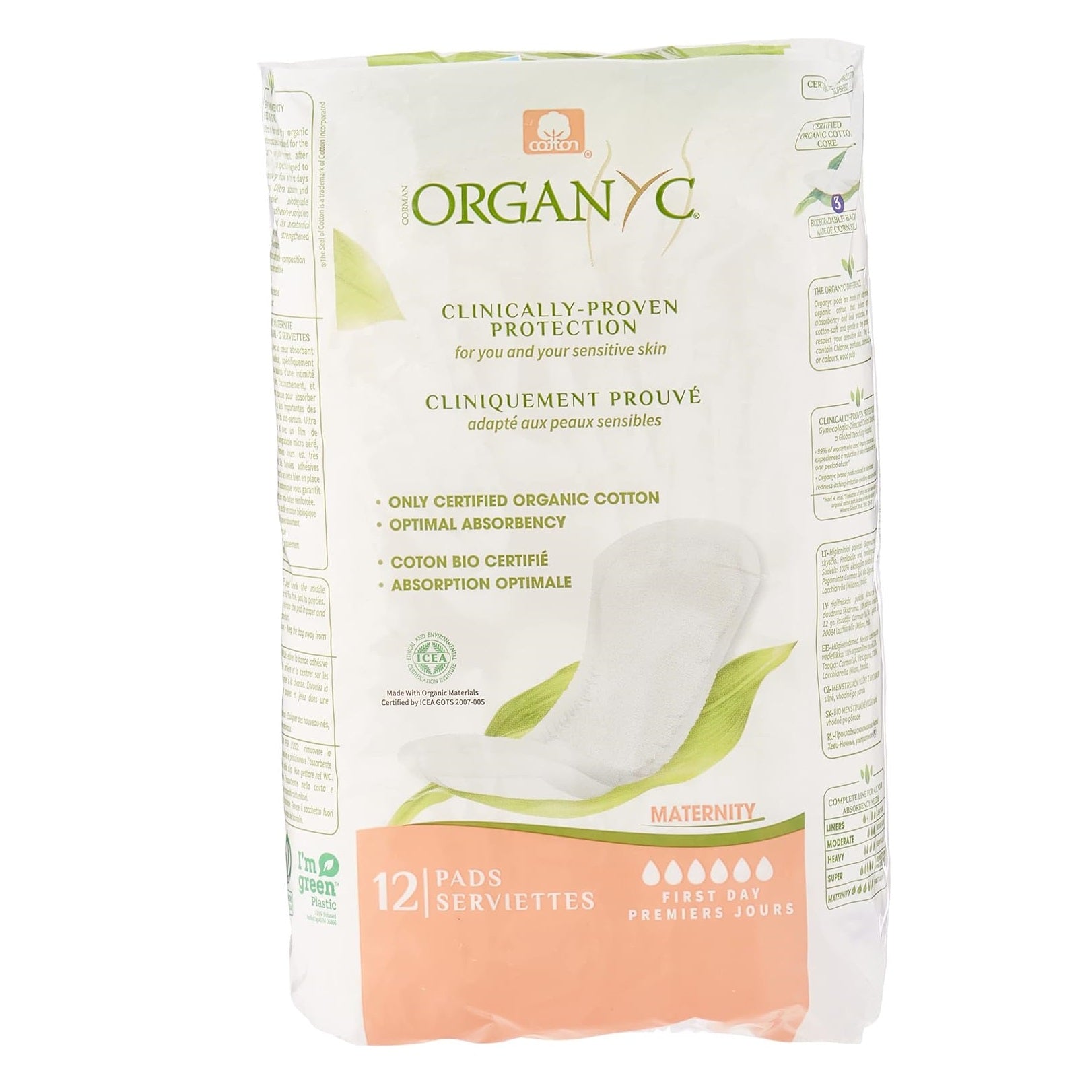 100% Cotton Maternity Pads 12 per pack - Eco Natural Products - Organyc - Feminine Sanitary Supplies