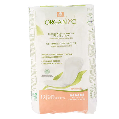 100% Cotton Maternity Pads 12 per pack - Organyc - Feminine Sanitary Supplies - Eco Natural Products