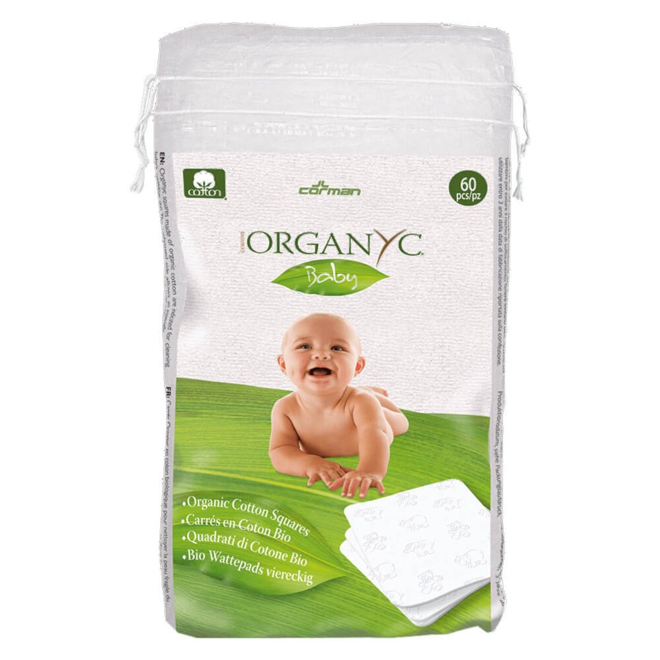 100% Cotton Squares Baby 60 per pack - Eco Natural Products - Organyc - Wipes