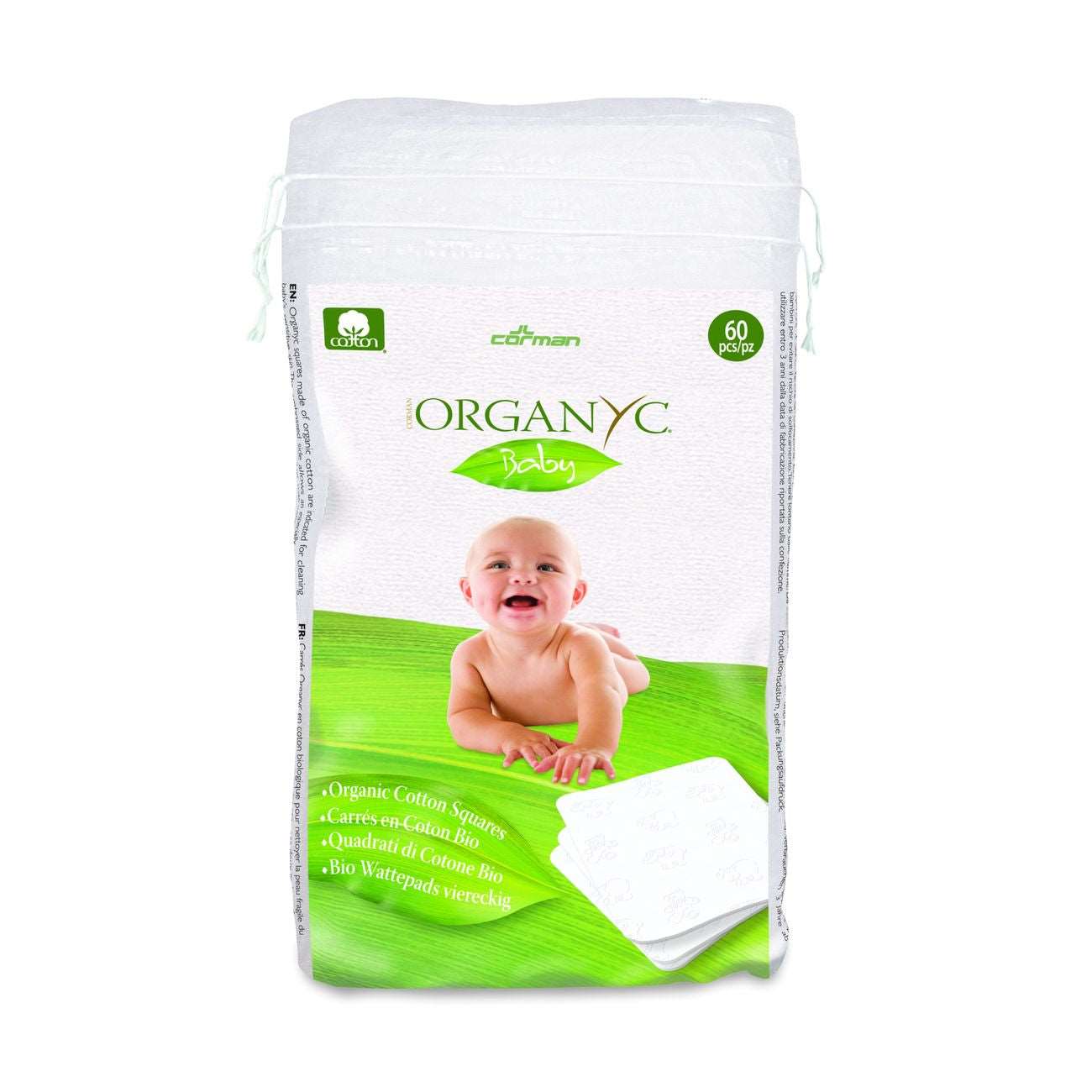 100% Cotton Squares Baby 60 per pack - Eco Natural Products - Organyc - Wipes