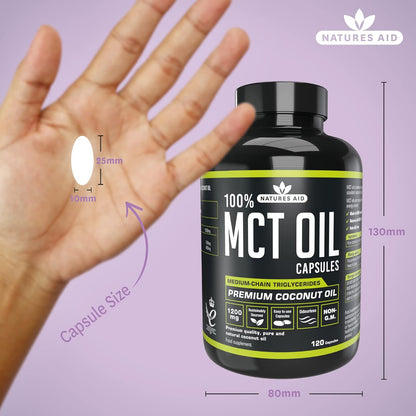 100% MCT Oil Capsules 120 Capsules - Natures Aid - Vitamins & Supplements - Eco Natural Products