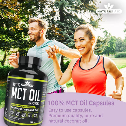 100% MCT Oil Capsules 120 Capsules - Natures Aid - Vitamins & Supplements - Eco Natural Products