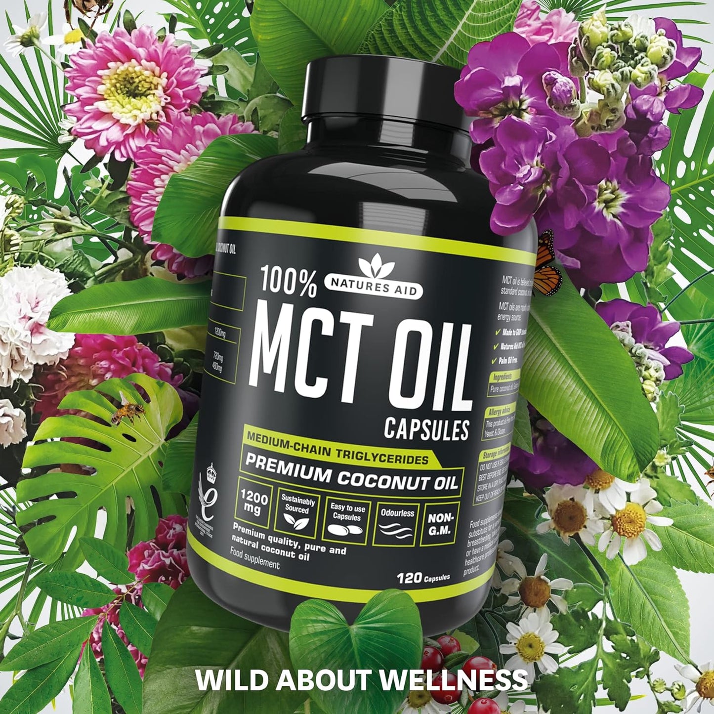 100% MCT Oil Capsules 120 Capsules - Natures Aid - Vitamins & Supplements - Eco Natural Products