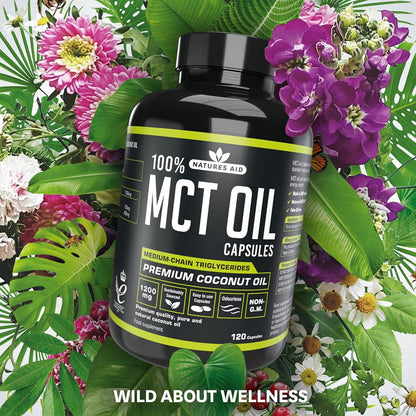 100% MCT Oil Capsules 120 Capsules - Natures Aid - Vitamins & Supplements - Eco Natural Products