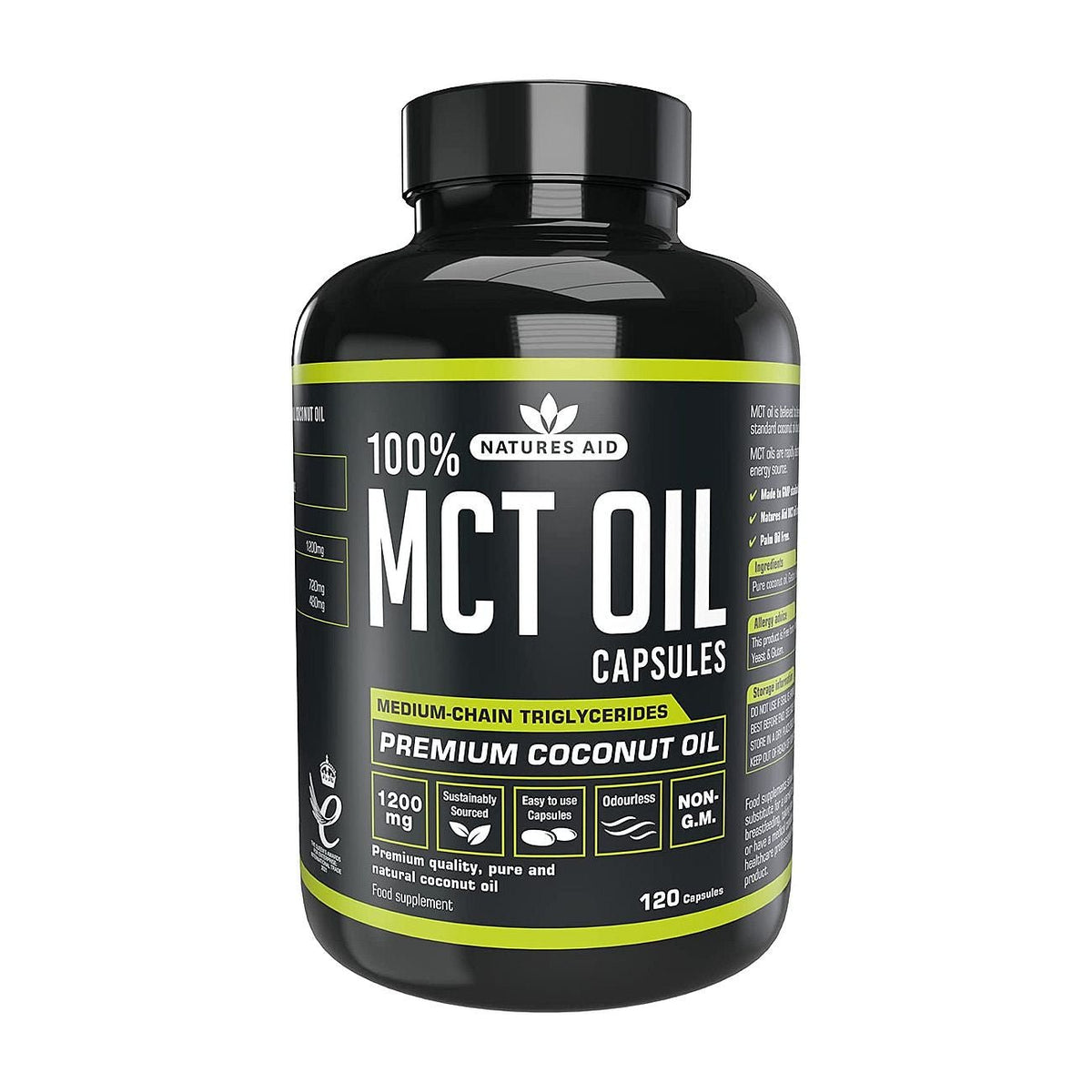 100% MCT Oil Capsules 120 Capsules - Natures Aid - Vitamins & Supplements - Eco Natural Products