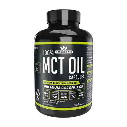 100% MCT Oil Capsules 120 Capsules - Natures Aid - Vitamins & Supplements - Eco Natural Products