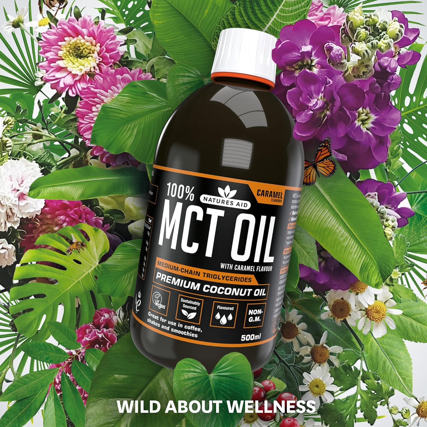 100% MCT Oil Caramel 500ml - Natures Aid - Food Supplements - Eco Natural Products