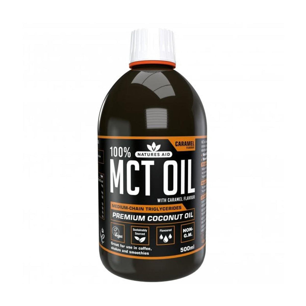 100% MCT Oil Caramel 500ml - Natures Aid - Food Supplements - Eco Natural Products