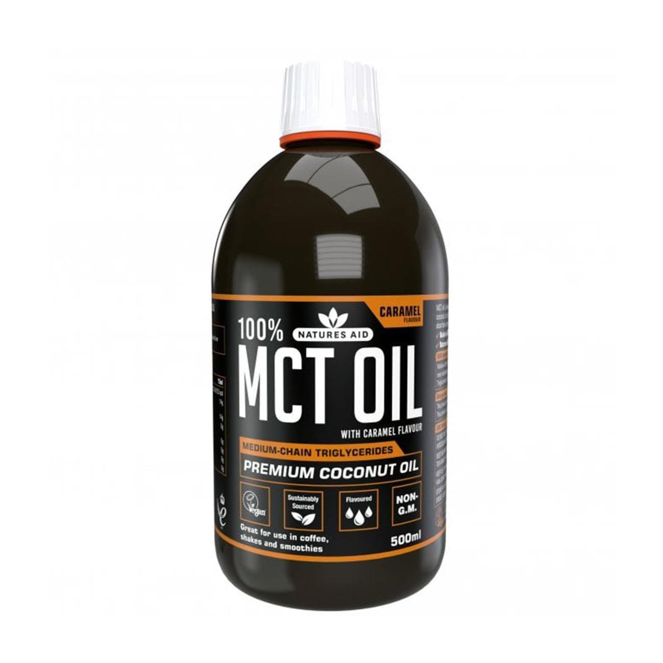 100% MCT Oil Caramel 500ml - Natures Aid - Food Supplements - Eco Natural Products