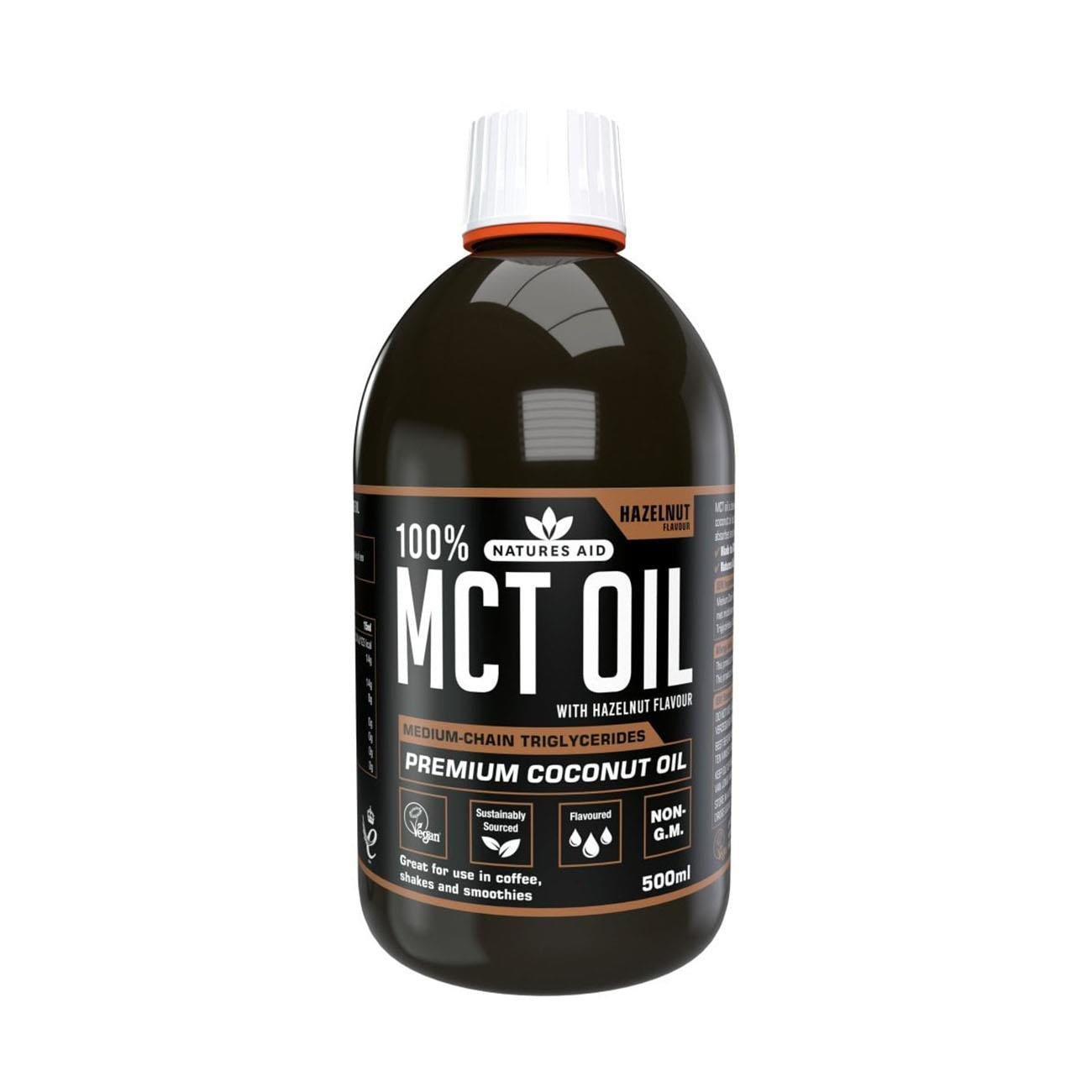 100% MCT Oil Hazelnut 500ml - Eco Natural Products - Natures Aid - Food Supplements