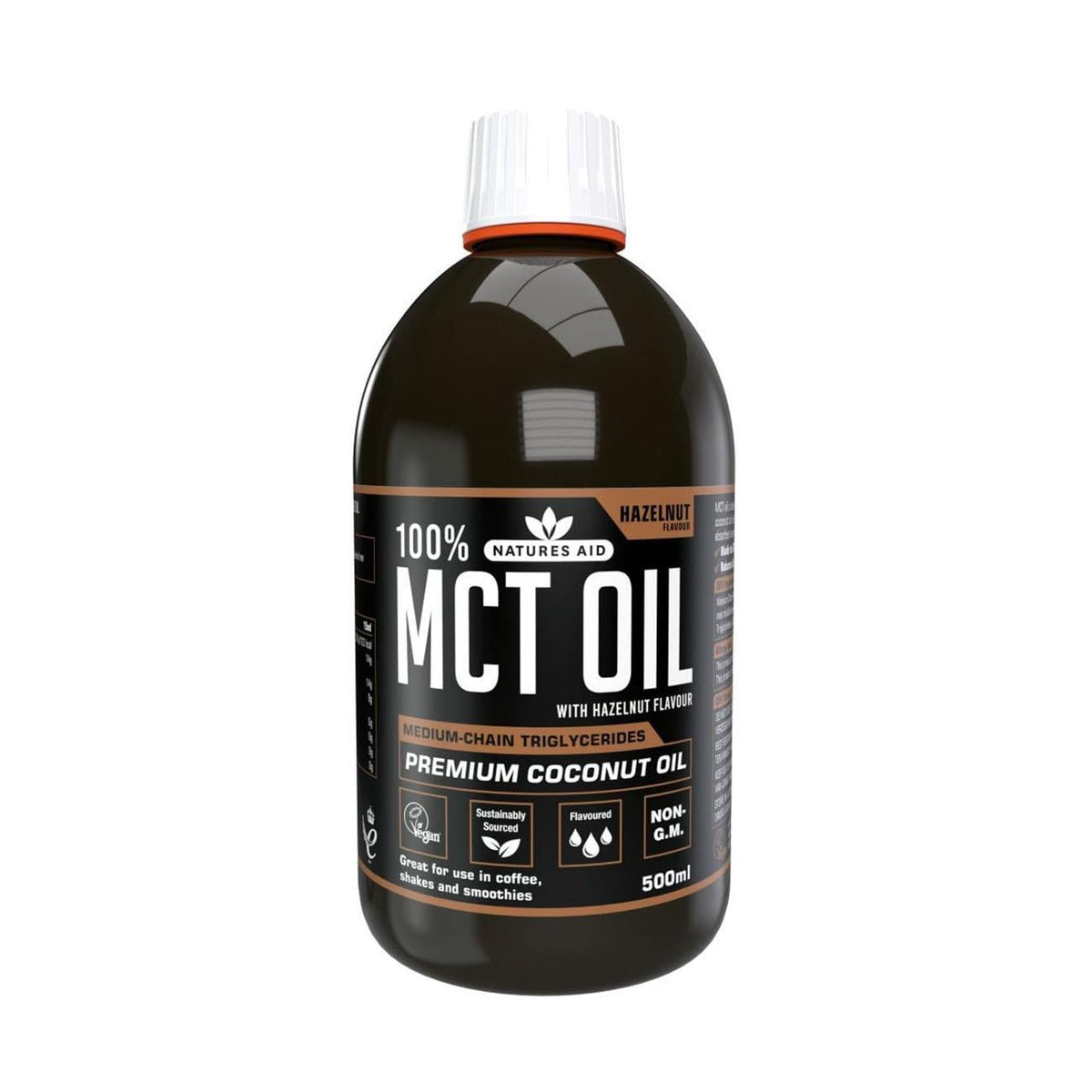 100% MCT Oil Hazelnut 500ml - Natures Aid - Food Supplements - Eco Natural Products