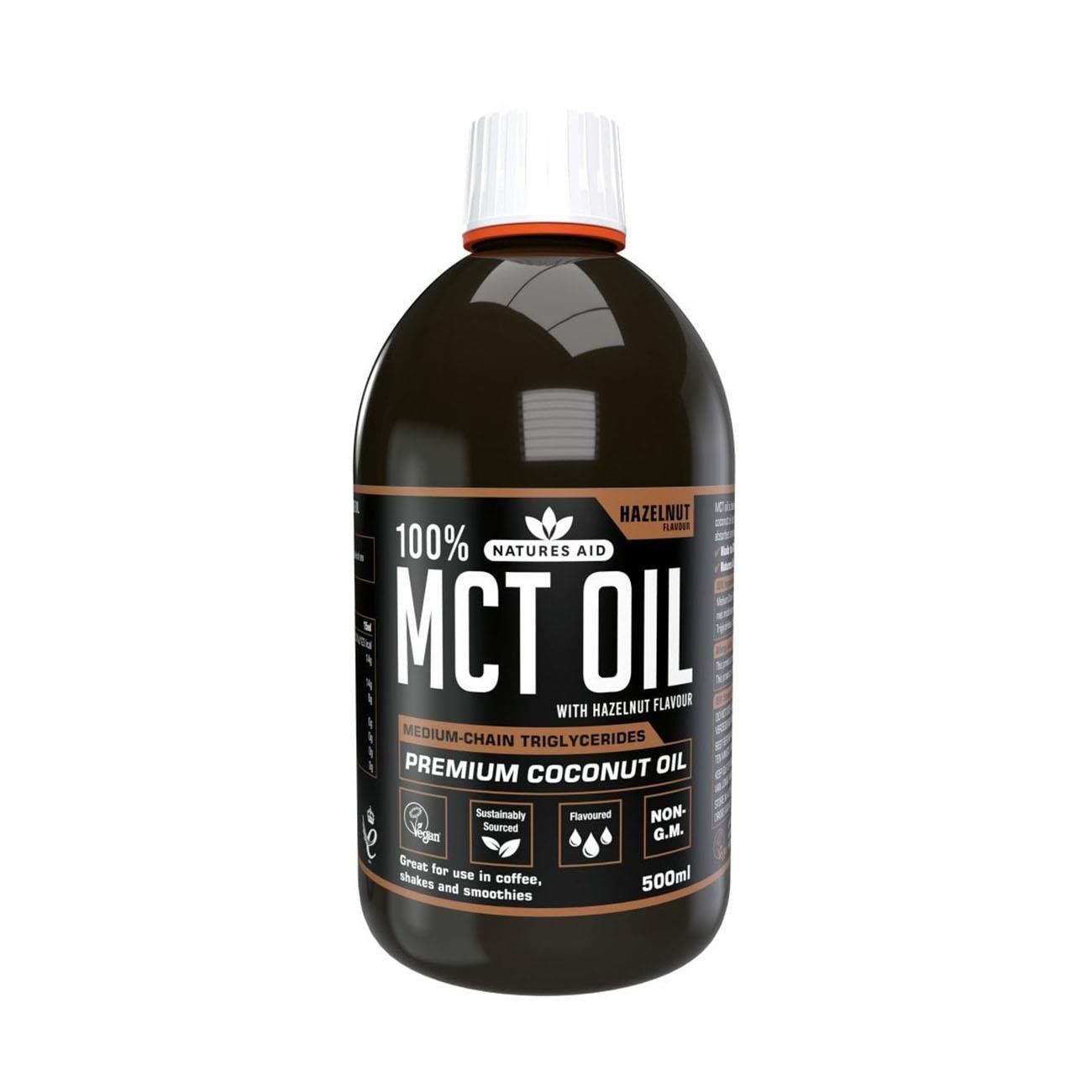 100% MCT Oil Hazelnut 500ml - Natures Aid - Food Supplements - Eco Natural Products