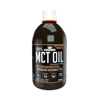 100% MCT Oil Hazelnut 500ml - Natures Aid - Food Supplements - Eco Natural Products