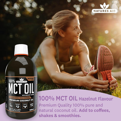 100% MCT Oil Hazelnut 500ml - Natures Aid - Food Supplements - Eco Natural Products