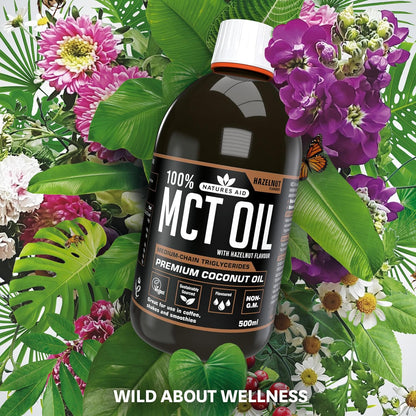 100% MCT Oil Hazelnut 500ml - Natures Aid - Food Supplements - Eco Natural Products