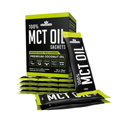 100% MCT Oil Sachets 15 X 15ml - Natures Aid - Food Supplements - Eco Natural Products