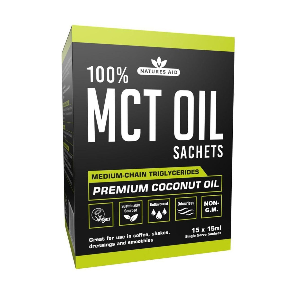 100% MCT Oil Sachets 15 X 15ml - Natures Aid - Food Supplements - Eco Natural Products