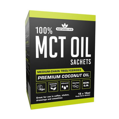 100% MCT Oil Sachets 15 X 15ml - Natures Aid - Food Supplements - Eco Natural Products