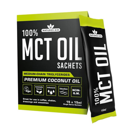 100% MCT Oil Sachets 15 X 15ml - Natures Aid - Food Supplements - Eco Natural Products