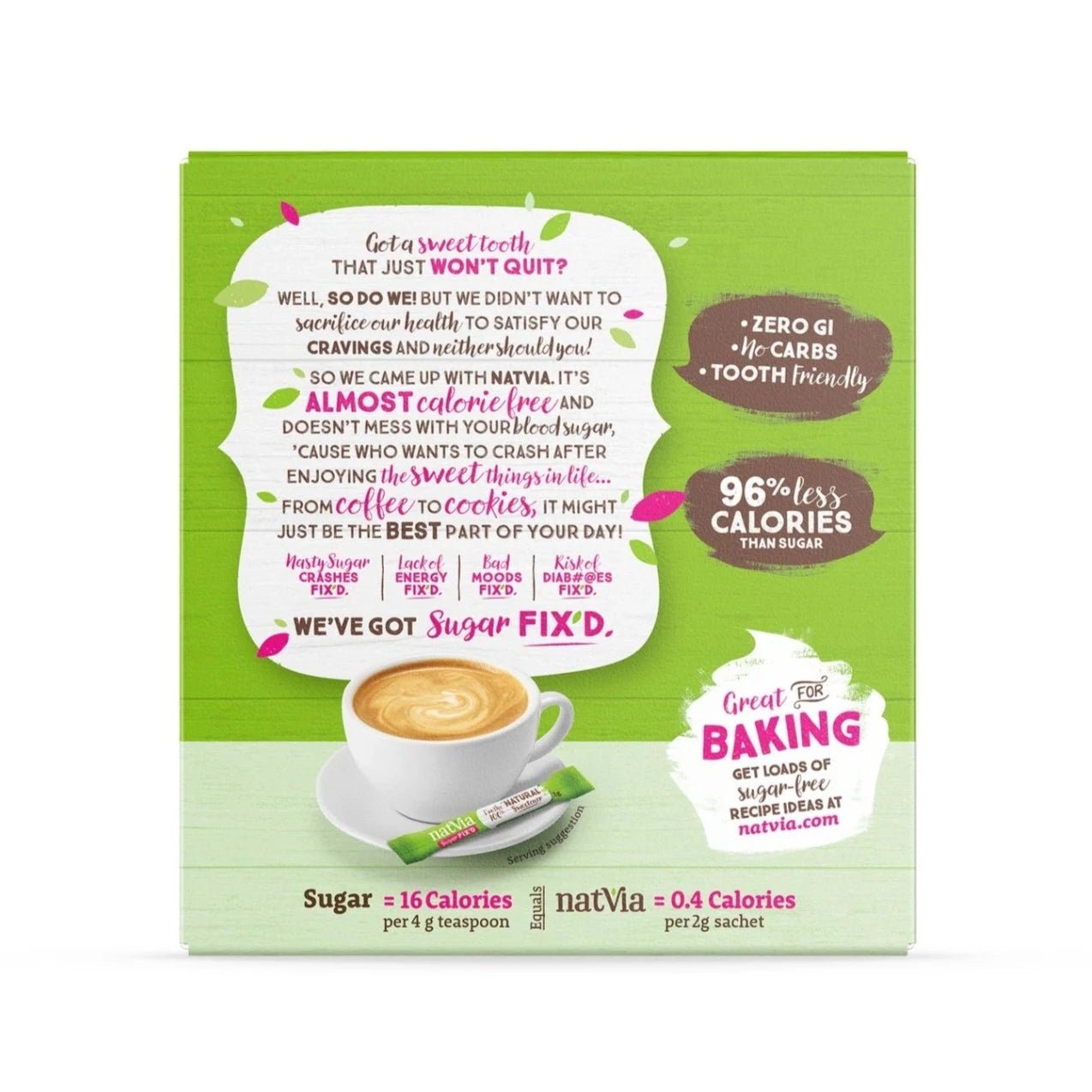 100% Sweetener 40 Sticks Box - Natvia - Sweetener - Eco Natural Products