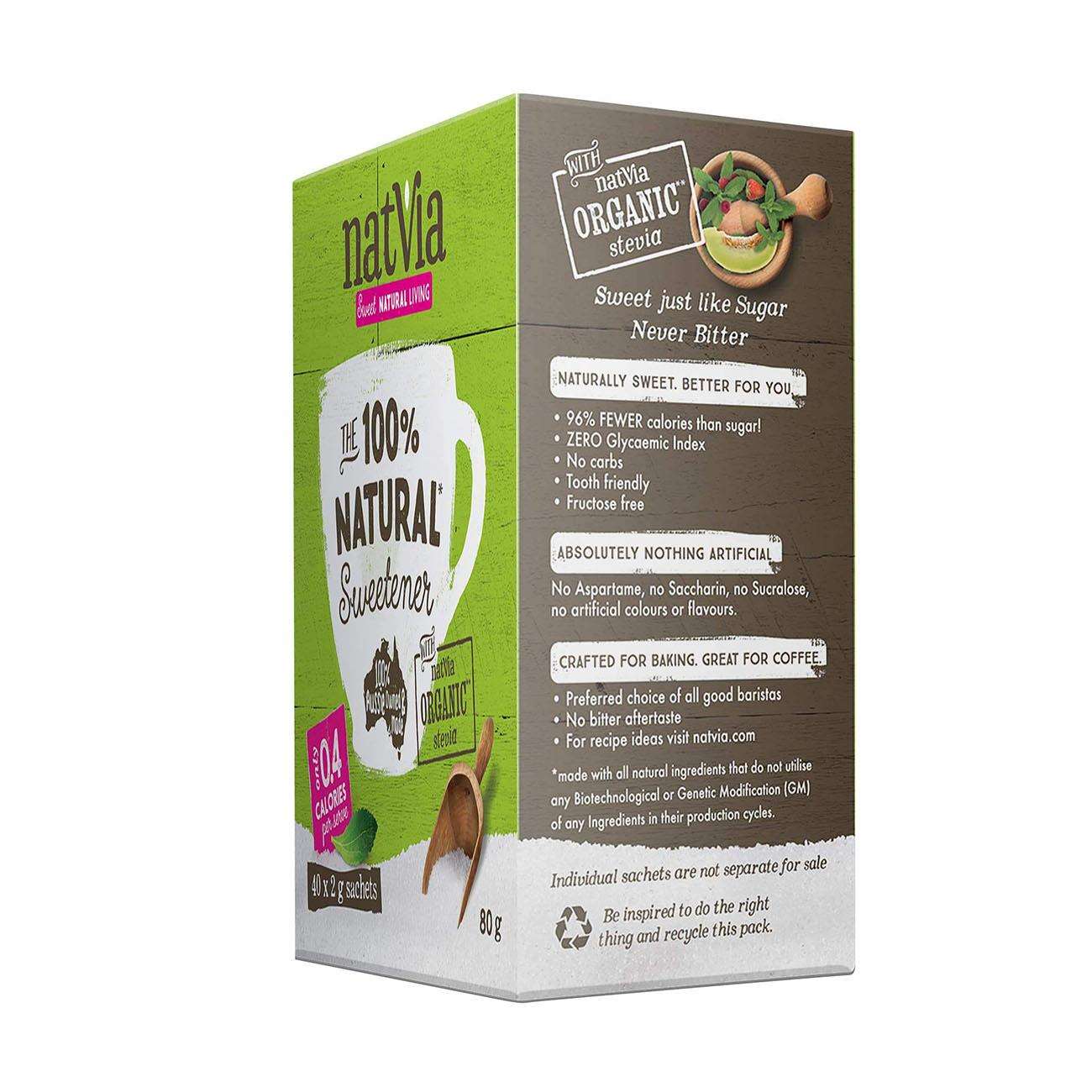 100% Sweetener 40 Sticks Box - Natvia - Sweetener - Eco Natural Products