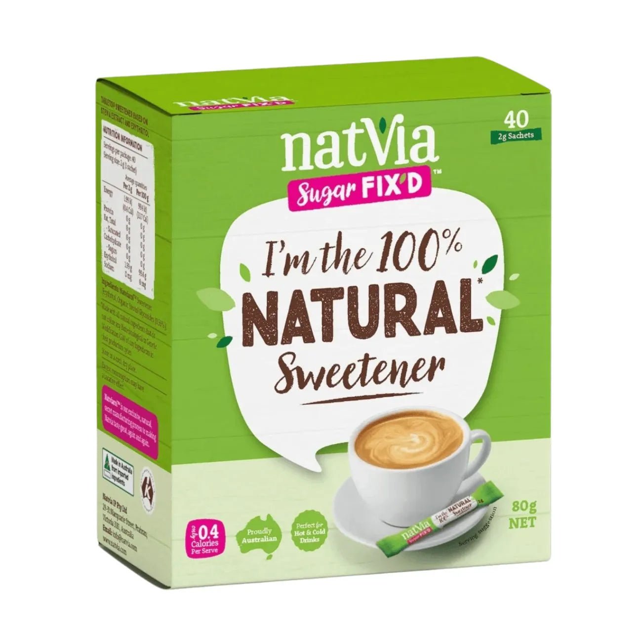 100% Sweetener 40 Sticks Box - Natvia - Sugar & Sweeteners - Natvia