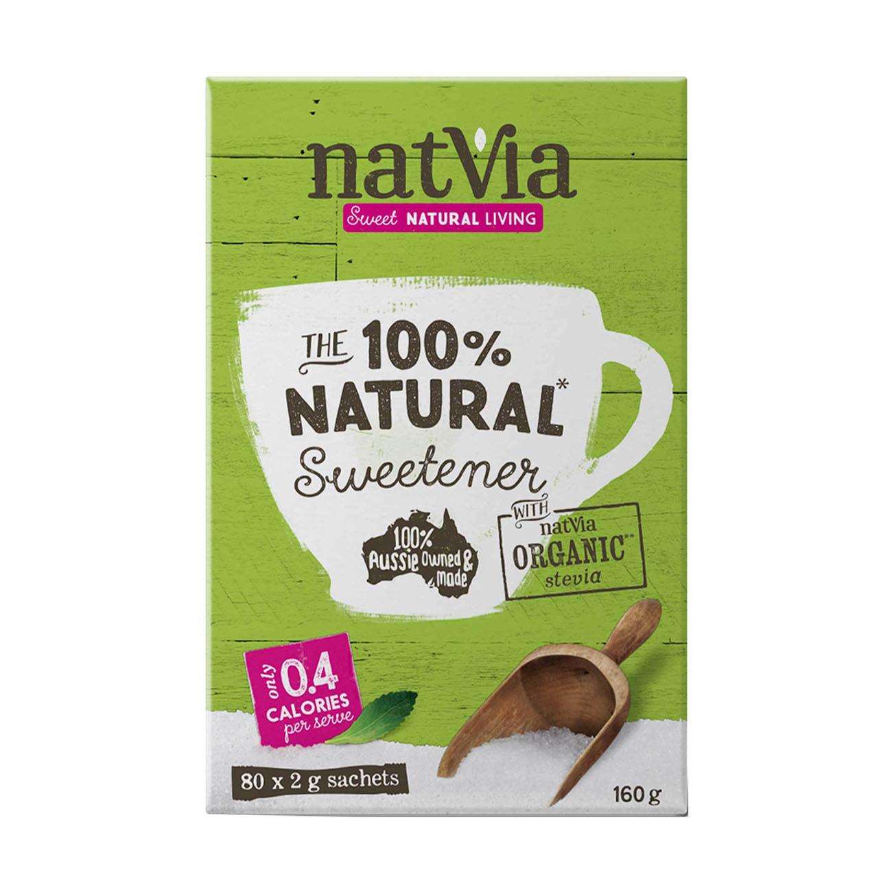 100% Sweetener 80 Sticks Box - Natvia - Sweetener - Eco Natural Products