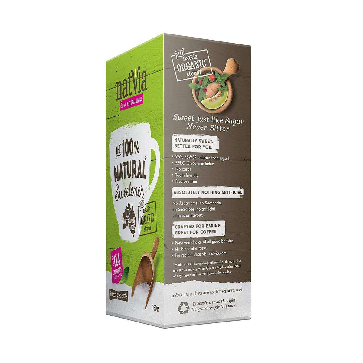 100% Sweetener 80 Sticks Box - Natvia - Sweetener - Eco Natural Products