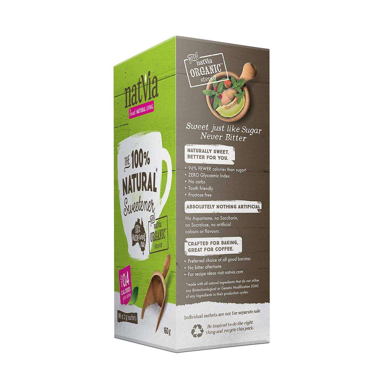 100% Sweetener 80 Sticks Box - Natvia - Sweetener - Eco Natural Products