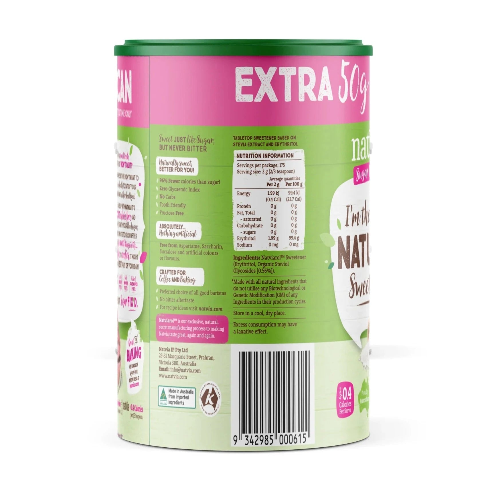 100% Sweetener Canister 300g - Eco Natural Products - Natvia - Sweetener