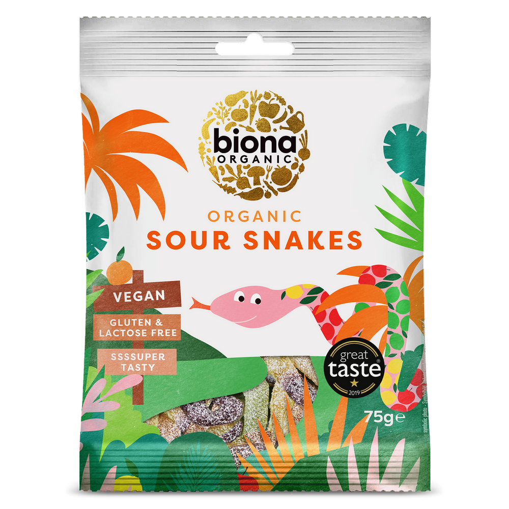 Organic Sour Snakes 75g