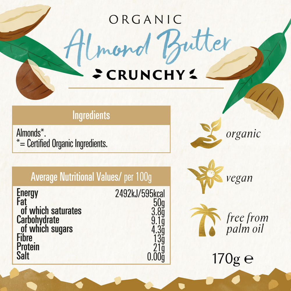 Organic Almond Butter Crunchy 170g