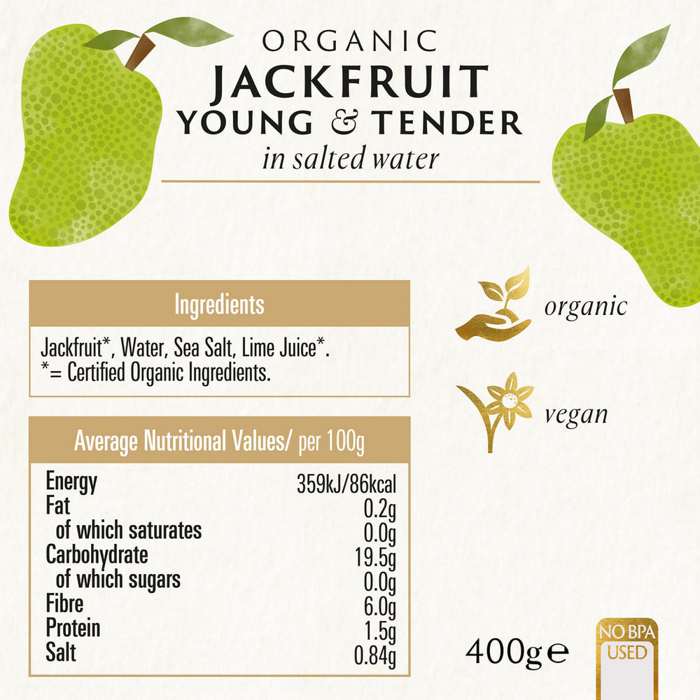 Organic Young Jackfruit in Salted Water 400g