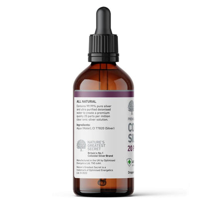 20 ppm Colloidal Silver Solution Dropper 100ml - Nature's Greatest Secret - Supplements - Eco Natural Products