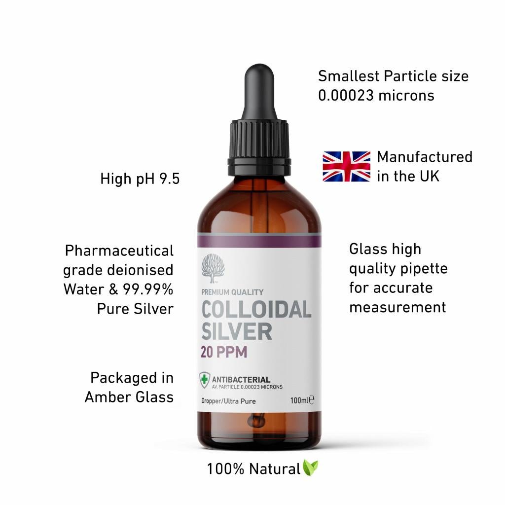 20 ppm Colloidal Silver Solution Dropper 100ml - Eco Natural Products - Nature's Greatest Secret - Supplements