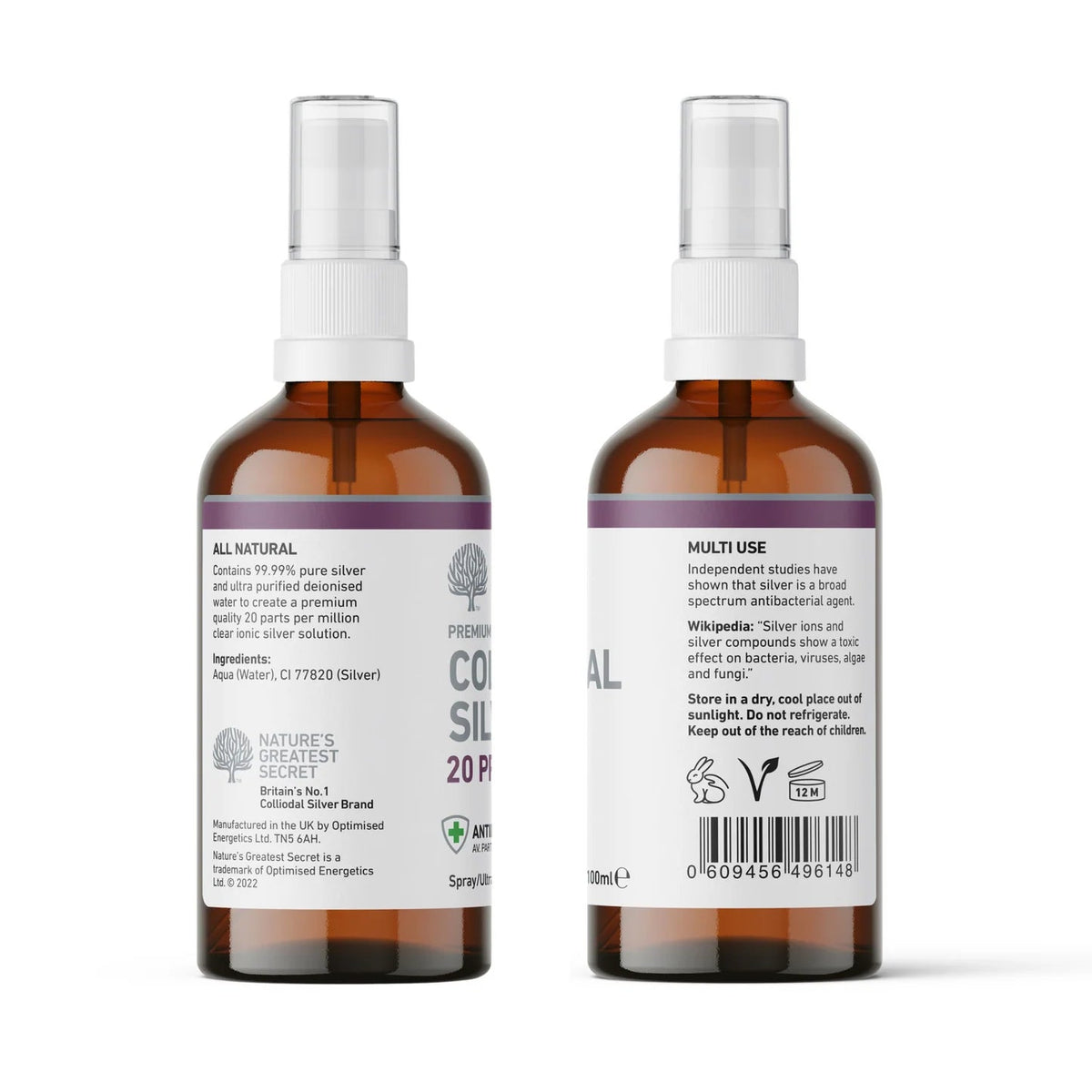 20 ppm Colloidal Silver Solution Spray 100ml - Nature's Greatest Secret - Minerals - Nature's Greatest Secret