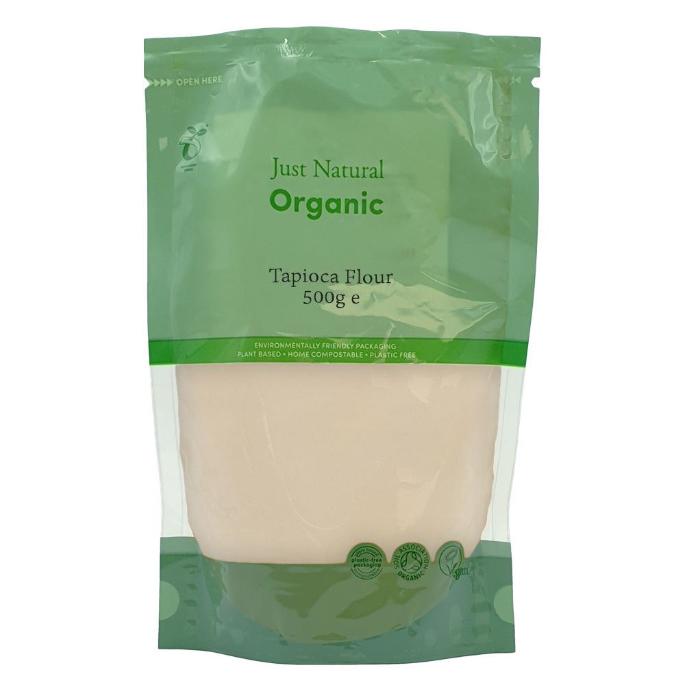 Organic Tapioca Flour 500g* Item has a packaging hole which has been taped. See Photos.