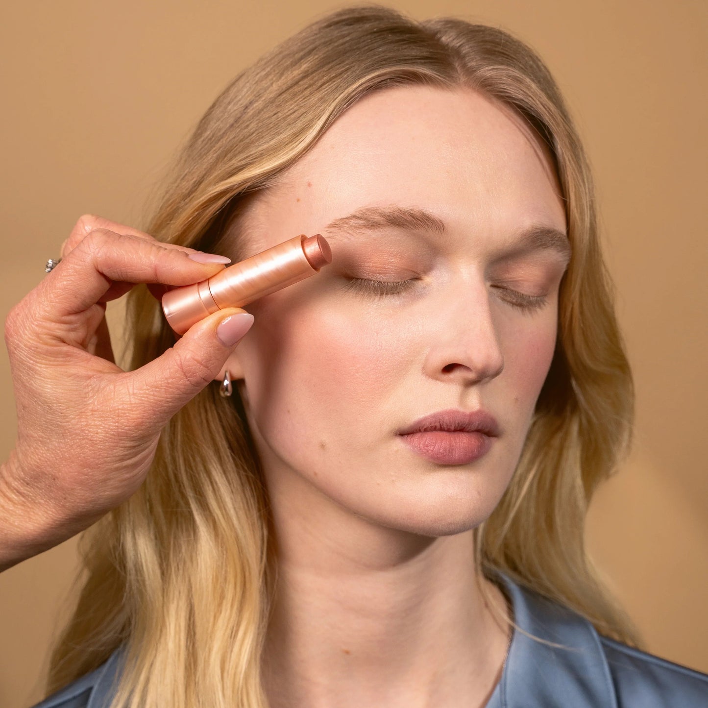Lavera Organic Sundown Gold 03 Multi Balm New 4.5g applied on eyelid