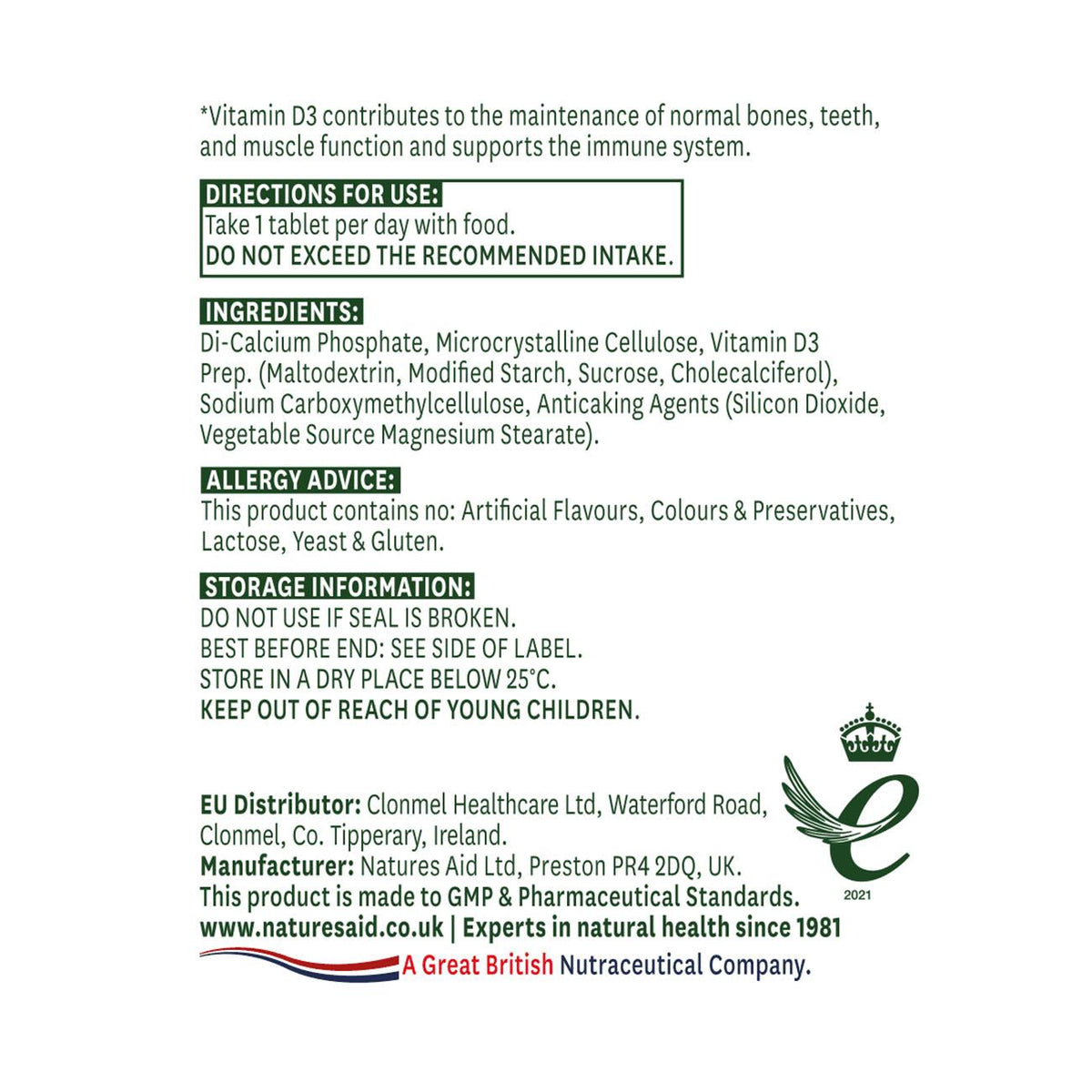 Vitamin D3 4000iu (100ug) Super Strength 60tabs